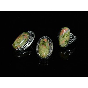 Кольцо и серьги из унакита Кольцо и серьги из унакита