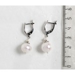 Серьги из жемчуга белого, шарик 9мм, швензы посеребрение