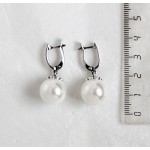 Серьги из жемчуга (майорка)  шарик 14мм, посеребрение с оксидированием