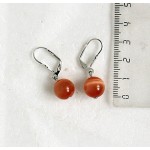 Серьги из кошачьего глаза (синт.), шарик 12мм цвет оранжевый