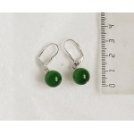 Серьги из кошачьего глаза (синт.), шарик 12мм цвет зеленый