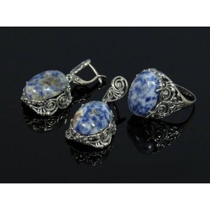 Кольцо Серьги с лазуритом