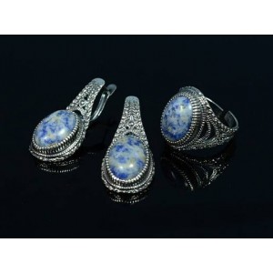 Кольцо Серьги с лазуритом