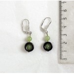 Серьги из оникса, шарик 6мм + шарик в круглой рамке из гематита