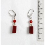 Серьги из сердолика, цилиндр+шарик