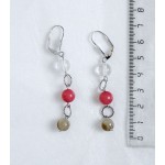 Серьги из халцедона и коралла розового, шарик 8мм