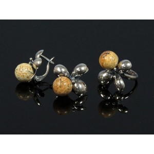 Кольцо Серьги с яшмой бежевой