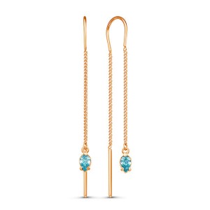 Серьги висячие "Капелька", позолота, цвет голубой