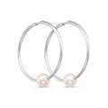Серьги-кольца посеребрение "Жемчуг"
