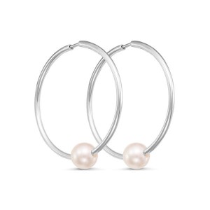 Серьги-кольца посеребрение "Жемчуг"