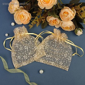 Мешочек подарочный "Цветочная роса", 10*12, цвет желтый