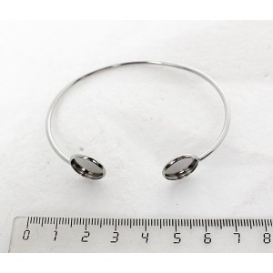 Основа для жесткого браслета, нерж. сталь, 2 сеттинга круг 12мм
