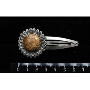 Заколка - зажим для волос с яшмой песочной, "подсолнух", круг 20