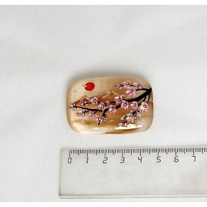 Брошь из селенита "веточка сакуры", прямоугольник