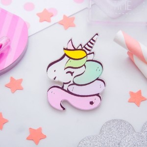 Брошь "Единорог", цветная (пластик)