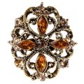 Брошь "Императрица", цвет коричневый (стразы)