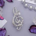 Брошь "Скрипичный ключ" и нотки, цвет белый, цвет серебристый (стразы) Брошь "Скрипичный ключ" и нотки, цвет белый, цвет серебристый (стразы)