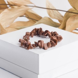 Браслет галтовка мелкая на резинке авантюрин красный синт.