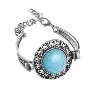 Браслет ассорти бирюза (имитация) круг, цвет голубой, цвет серебристый (бижутерный сплав) Браслет ассорти бирюза (имитация) круг, цвет голубой, цвет серебристый (бижутерный сплав)