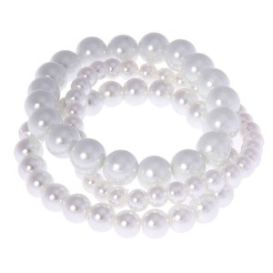 Браслет 3 ряда "Жемчужина", цвет белый (пластик, силикон)