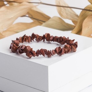 Браслет галтовка мелкая на резинке яшма красная