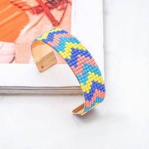 Браслет ассорти "Геометрия" зигзаг, цветной, цвет золотистый (пластик, бижутерный сплав)