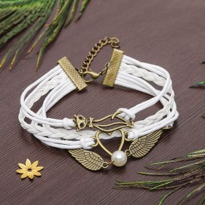 Браслет "Магия знаков" кошечка, цвет белый (искусственная кожа, текстиль, бижутерный сплав)