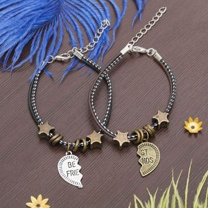 Браслеты "Неразлучники" best friends, цвет чёрно-коричневый (текстиль, бижутерный сплав)