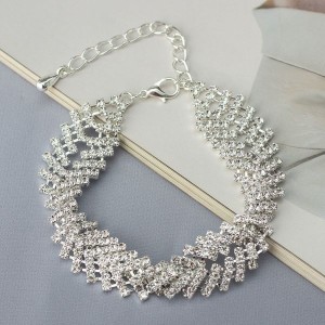 Браслет "Голливуд" переплетение, цвет белый, цвет серебристый (стразы, бижутерный сплав)