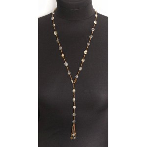 Колье с кисточкой из цитрина на петельке, длина регулируется, овалы