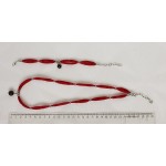 Комплект: колье и браслет из граната на сетке, цвет красный, шарик 11мм и 9мм