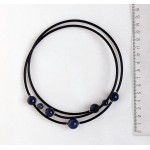 Колье из лазурита  на струнке,  шарики 12мм, 10мм и 8мм