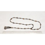 Колье с кисточкой из тигрового глаза на петельке, длина регулируется, шарики 8мм, 6мм и бисер