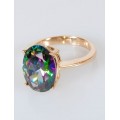 Кольцо с фианитом "мистик", овал