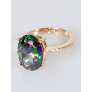 Кольцо с фианитом "мистик", овал