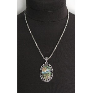 Кулон из гелиотиса в металле, овал, узор "лоза"