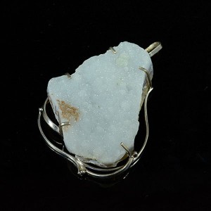 Кулон халцедон щетка в посеребрении 48*65мм