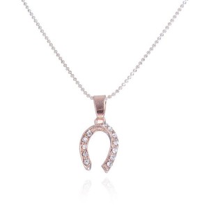 Кулон "Подкова", цвет белый, цвет золотистый, 45 см (стразы, бижутерный сплав)