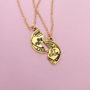 Кулон "Неразлучники" best friends, круг, цвет чернёное золото, 45 см (Бижутерный сплав)