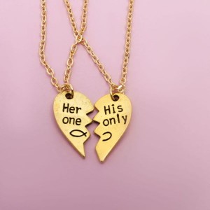 Кулон "Неразлучники" для него и неё, цвет чернёное золото, 45 см (Бижутерный сплав)