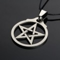 Кулон-амулет "Белая пентаграмма", (мед/сталь) (Медицинская сталь)