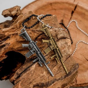 Кулон мужской "Неразлучники" автомат, цвет серо-золотой, 50 см (бижутерный сплав)