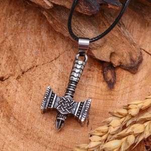 Кулон мужской "Молот Тора", цвет чернёное серебро, 45 см (текстиль, бижутерный сплав)