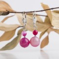 Серьги шар №12 агат малиновый (тонировка)