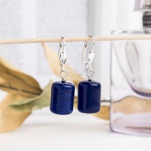 Серьги лазурит (имитация) цилиндр