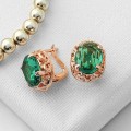 Серьги со стразами "Овал" классика, цвет изумрудный, цвет золотистый (стразы, бижутерный сплав)
