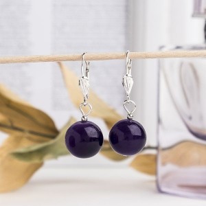 Серьги аметист (имитация) шар №14
