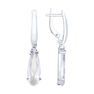 C925 Серьги 3,97г горный хрусталь родирование