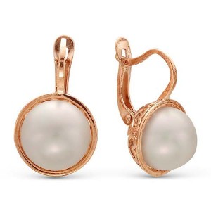 C925 Серьги 9,9г жемчуг (майорка) позолота