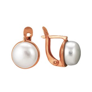C925 Серьги 4,8г жемчуг (культ.) позолота